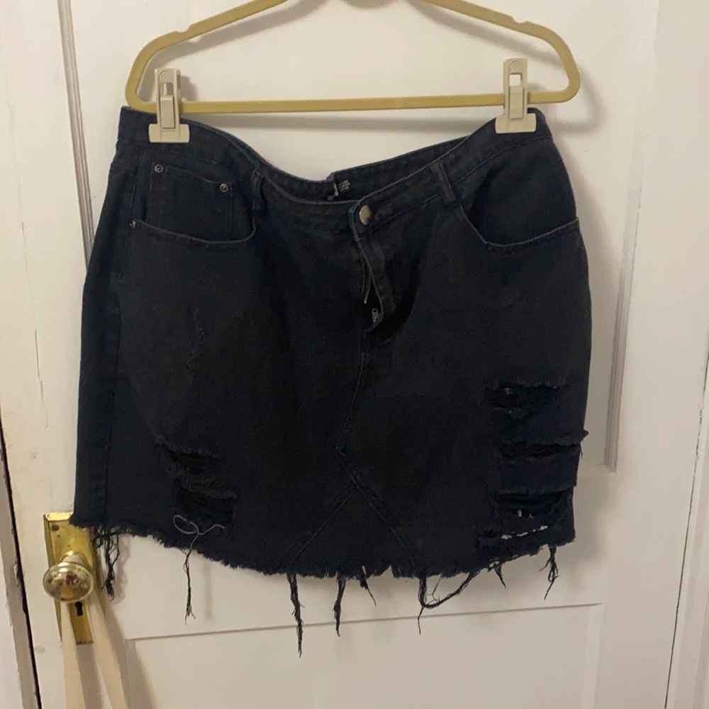 Black denim skirt